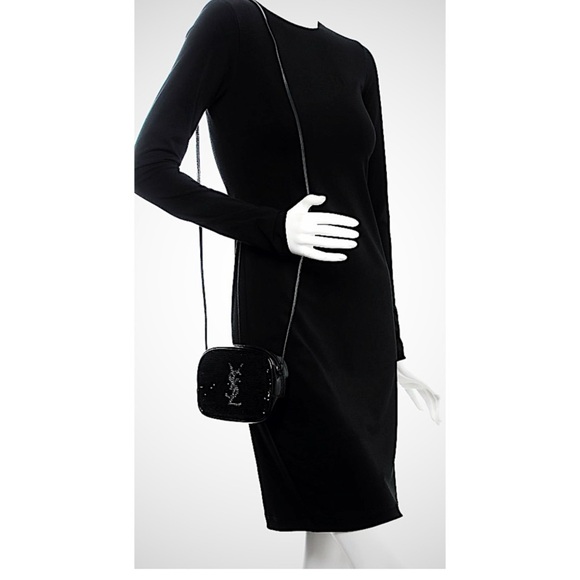 ‼️🤩YVES SAINT LAURENT MONOGRAMED SEQUENCE CROSS BODY BAG‼️EUC‼️‼️ - Picture 3 of 8